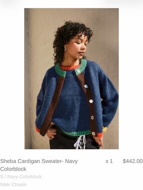 Nikki Chasin Sheba Cardigan Navy Colorblock Small